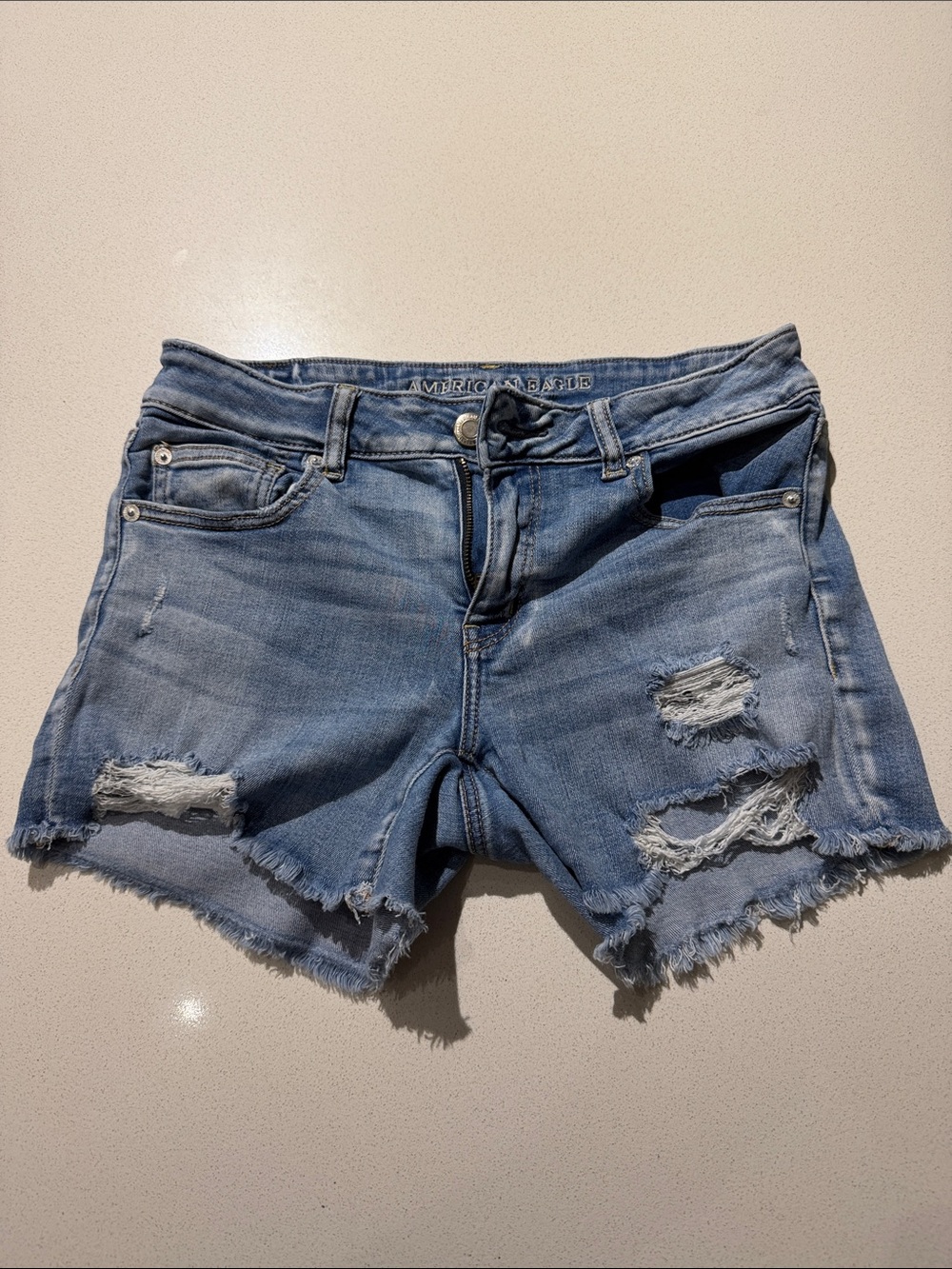 American Eagle Outfitters Distressed Light Blue Denim Cutoff Shorts